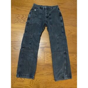 The Ragged Priest Jeans Black Cargo Carpenter Utility Denim Black 30 Excellent